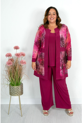 Mixed Berry Burnout Jacket with Cami