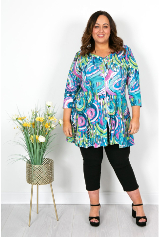 Aqua Pink & Sea Green Zip Tunic