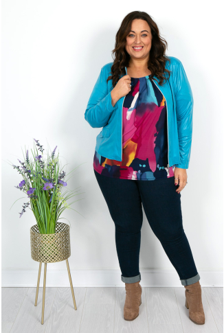 Turquoise Blue LeatherLook Jacket