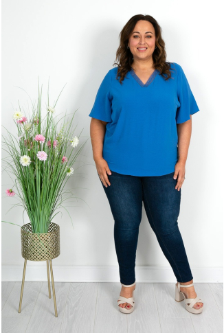 Azure Blue Lace Trim Top 