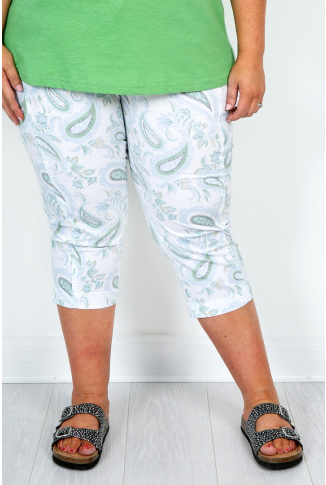 Paisley Print Cotton Blend Crops