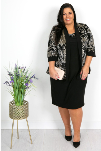 Black & Gold Velvet Dress and Jacket - Online Exclusive