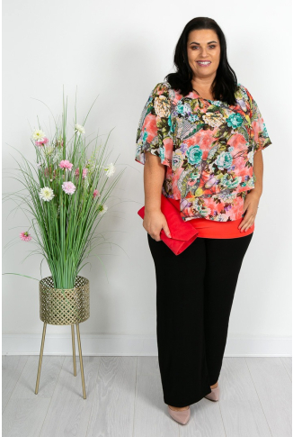 Coral Floral Overlay Top - Online Exclusive