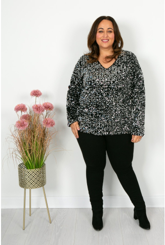 Sequin and Velour Top
