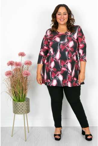Burgundy & Black Swirl Print Tunic