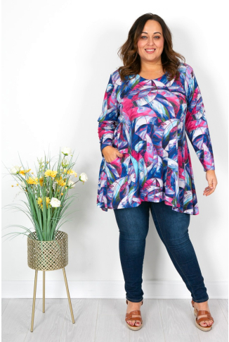Blue & Pink Abstract Tunic