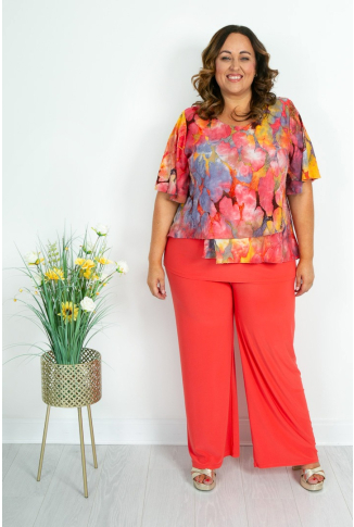 Gold & Coral Watercolour Burnout Overlay Top