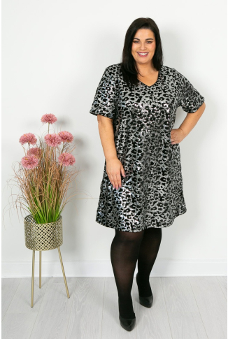 Velour Sequin Animal Dress