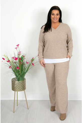Biscuit Textured Relaxed Trousers