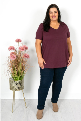 Wine V Neck T Shirt