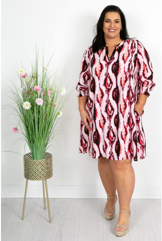Soft Pink and Red Print  Tunic Dress - Online Exclusive