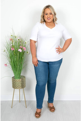 White Sweetheart Neckline T Shirt	