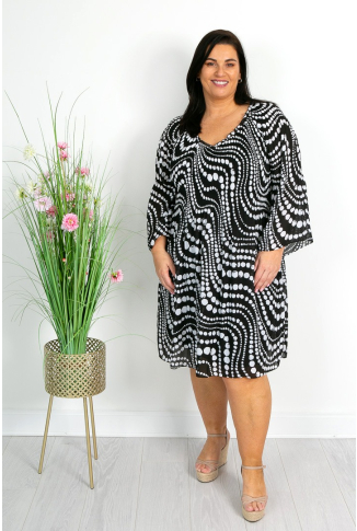 Black & White Polka Dot Pleater Dress