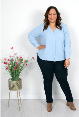 Pastel Blue Covered Button Shirt