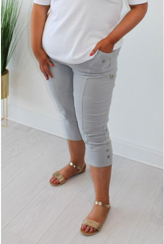 Grey Elasticated Cropped Trouser