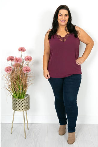 Wine Lace Trim Cami