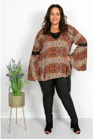 Animal Print Flared Sleeve Top-Online Exclusive