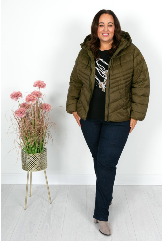 Dark Olive Green Metallic Hooded Jacket