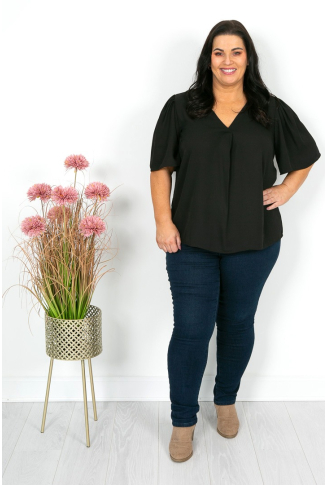 Simple Chiffon Black Top