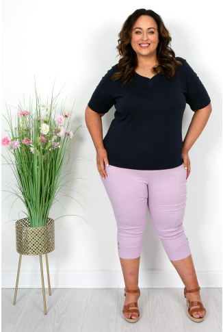 Lilac Cropped Elasticated Trouser