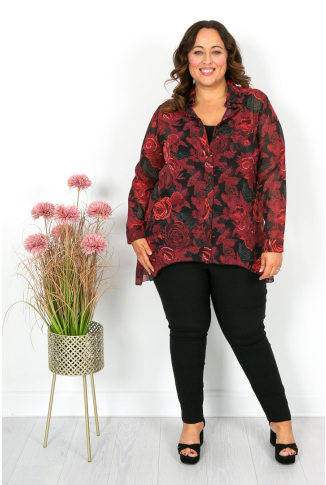 Rose Print Chiffon Shirt