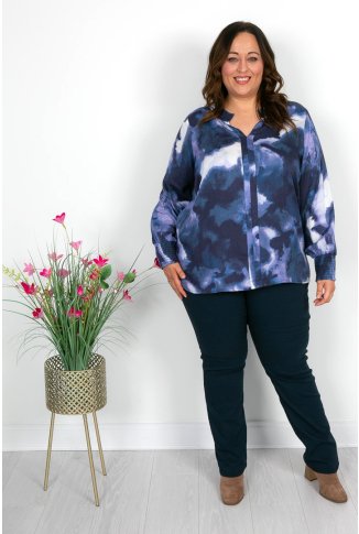 Smudge Print Top in Purple & Blues