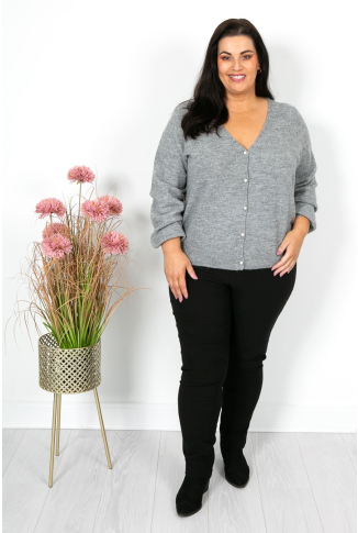 Grey Pearl and Lace Detail Cardi