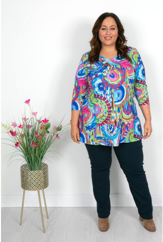 Blue & Pink Retro Print Tunic