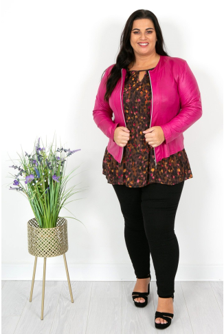 Fuchsia Pink Pleather Jacket