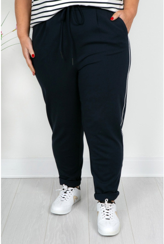 Navy Trousers with White Side Stripe 
