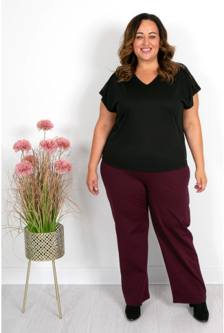 Burgundy Straight Leg Trouser