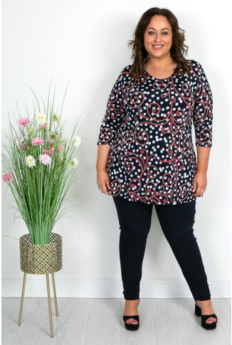 Navy & Red Polka Dot Tunic