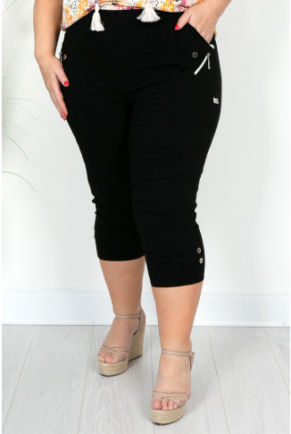 Black Elasticated Cropped Trouser