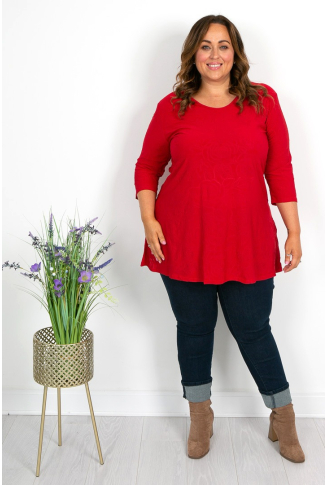 Embossed Tunic in Red