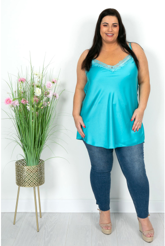 Turquoise Lace Trim Cami