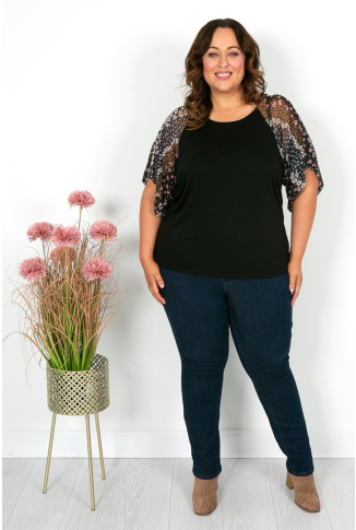 Mesh Sleeve T Shirt
