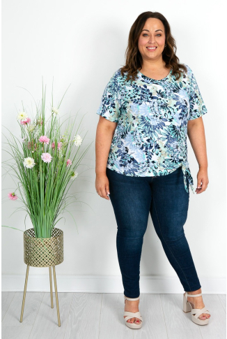 Embossed Floral Tie Detail Top