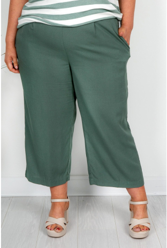 Khaki Linen Blend Culottes