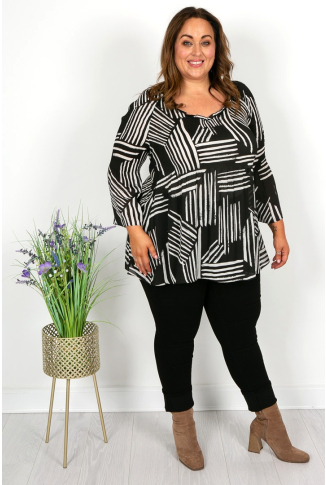 Geometric Print Pleat Top - Online Exclusive