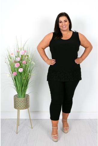 Black Vest with Lace Trim