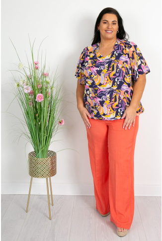 Coral Linen Mix Trousers-Online Exclusive