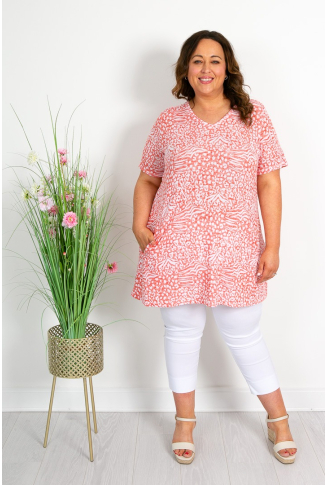 Soft Knit Tunic in Coral