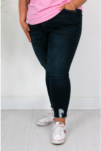 Dark Raw Edge Hem Denims