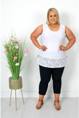 White Vest with Lace Trim
