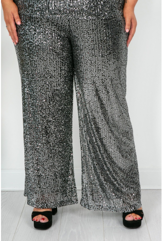 Silver Sequin Trousers - Online Exclusive