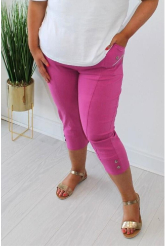 Pink Elasticated Cropped Trouser