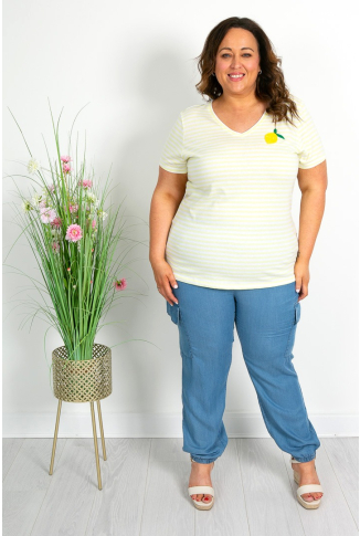 Lemon Stripe Cotton T-shirt
