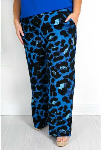 Cobalt Animal Print Trousers