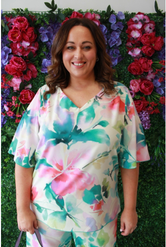Mint and Lilac Floral Printed Top-Online Exclusive
