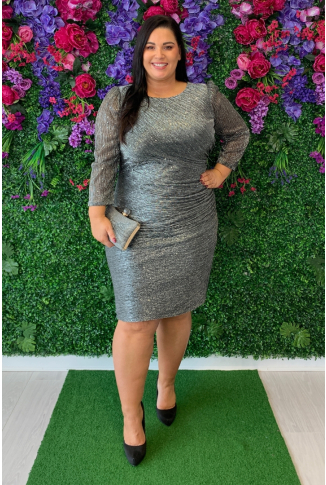 Silver Ruched Dress - Online Exclusive